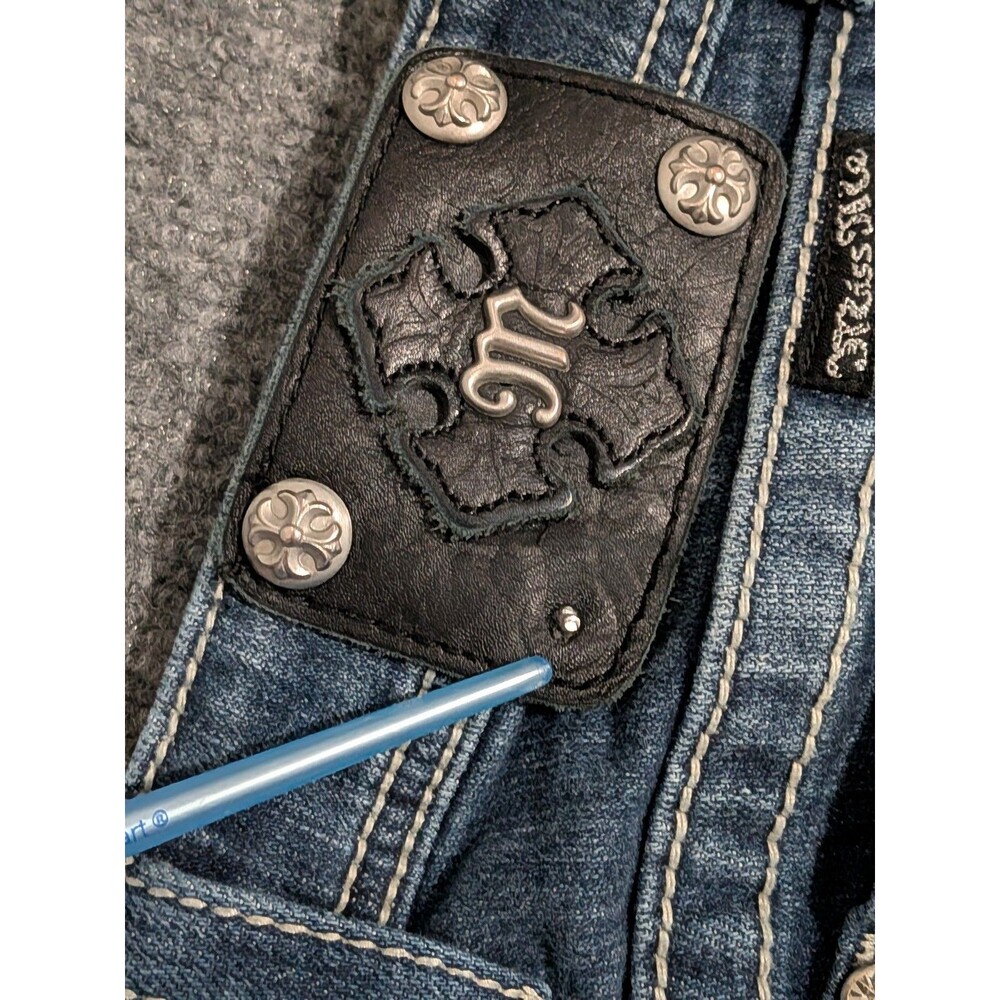 Miss Me Jeans Womens 26x30 Bootcut Embellished Denim Blue - Picture 8 of 10